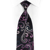 Scrolls On Navy Blue Rhinestone Silk Necktie With Silver
