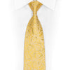 Scrolls On Yellow Sparling Rhinestone Silk Necktie - 1
