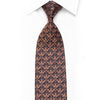 Silk Necktie Orange Filigree On Navy With Rhinestones &