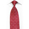 Silk Necktie Red Geometric On Burgundy With Gold Sparkles