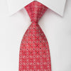 Premierlux Silk Rhinestone Tie Silver Arabesque On Red - 1