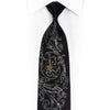 Silver Acanthus On Black Rhinestone Silk Tie With Sparkles