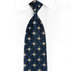 Silver Blue Floral On Black Rhinestone Tie With Silver