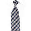 Silver Blue Plaid Checker Rhinestone Silk Tie With Red