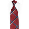 Silver Blue Striped On Burgundy Rhinestone Silk Necktie - 1