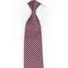 Silver Burgundy Geometric Checker Rhinestone Silk Tie