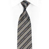 Silver Checkered & Blue Striped Rhinestone Silk Tie