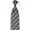 Silver Checkered & Blue Striped Rhinestone Silk Tie