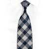Silver Checkered On Navy Rhinestone Silk Tie - 1