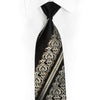 Silver Damask & Striped On Black Rhinestone Silk Necktie