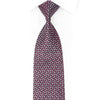 Silver Geometric On Burgundy Rhinestone Silk Necktie