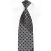 Silver Geometric On Navy Rhinestone Silk Tie With Gold