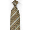 Silver Gold Striped On Black Rhinestone Silk Bling Necktie