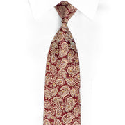 Silver Paisley On Burgundy Silk Tie With Sparkling