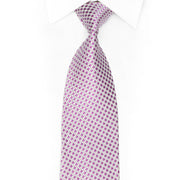 Silver Purple Mauve Geometric Rhinestone Silk Necktie