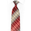 Silver Red Burgundy Plaid Design Rhinestone Silk Tie