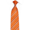 Silver Striped On Orange Cartouche Rhinestone Silk Tie