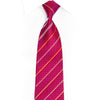Silver Striped On Pink Rhinestone Silk Tie With Purple