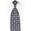 Silver Trellis On Navy Blue Rhinestone Silk Tie With Silver