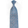 Silver Trellis On Pale Blue Rhinestone Silk Necktie