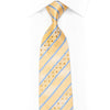 Armarichi Rhinestone Silk Necktie Blue Striped On Pale Yellow With Sparkles