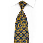 Gravata de seda Cabrini Cartela amarela sobre azul