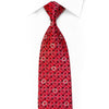 Christian Aujard Rhinestone Silk Necktie Silver Geometric Circles On Red Black