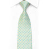 Rhinestone Silk Necktie Pale Green Blue Checkered With Sparkles