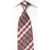 Rhinestone Silk Necktie Burgundy Blue White Plaid With Silver Sparkles