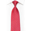 Gravata geométrica prateada em seda com strass vermelho e brilhos