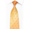 Gravata de seda elegante com strass geométrica em laranja com brilhos prateados