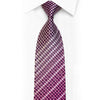 Elle Homme Rhinestone Silk Necktie Silver Striped Checkered On Purple With Sparkles