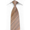 Silk Tie Brown Striped On Beige Paisley With Rhinestones