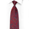 Men's Rhinestone Silk Necktie Burgundy Acanthus On Navy With Green Sparkles