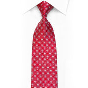 Gravata de seda strass prata geométrica em vermelho com brilhos