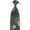 Floral On Green Black Rhinestone Tie With Silver Sparkles
