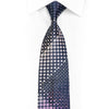 Purple Geometric On Navy Rhinestone Silk Necktie With Silver Sparkles