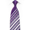 Indian Homme Rhinestone Silk Necktie Silver Listrado em roxo com brilhos