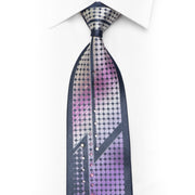 Gravata de seda de strass roxa geométrica em marinho com brilhos de solucionador