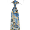Kissa Rhinestone Necktie Blue Paisley On Gold