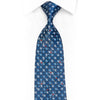 Silver Blue Geometric Foulard On Navy Rhinestone Tie With Sparkles