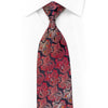 Gravata de seda Lancetti vermelho Borgonha Paisley em azul marinho com strass e brilhos