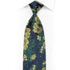 Lancetti Rhinestone Silk Necktie Green Floral On Navy
