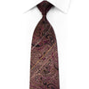 Gravata de seda com strass Mila Schon Paisley dourado em roxo com tachas douradas