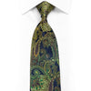 Mila Schon Gravata de seda verde Paisley em azul marinho com brilhos e strass