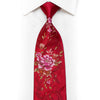 Gravata de seda floral com strass vermelho