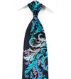 Gravata masculina Naboth de seda com strass e acanto azul marinho com brilhos rosa