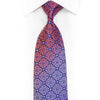 Silver Orange Cartouche On Purple Rhinestone Silk Necktie