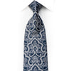 Perry Ellis Rhinestone Gravata de Seda Damask na Marinha com brilhos de prata