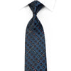 Gravata de seda com strass Pierre Cardin azul geométrica sobre preto com brilhos roxos